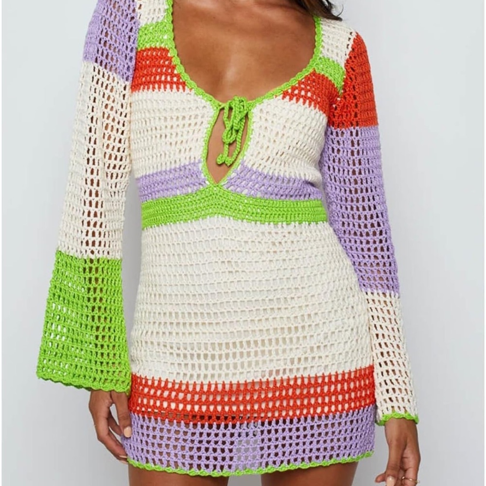 NWT Colorful Crochet Swim Cover-Up
